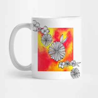 Flowers are Life Painting in Orange Red Yellow Watercolor Mug